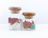 Danish modern Teak vintage 1970's glass canister set