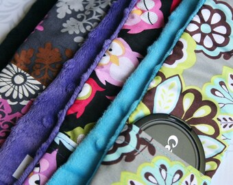 YOU PICK 3 PACK - Minky Camera Strap Cover Padded with Lens Cap Pocket