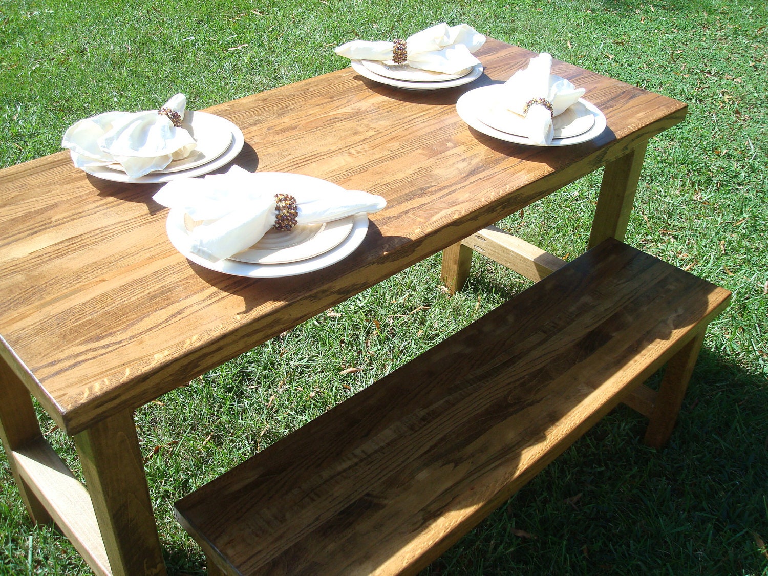 Reclaimed Wood Table and Bench