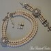 Complete Wedding Set - Bridal Brooch Necklace Bracelet Earrings - Swarovski Pearls 3 multi strands