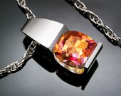 mystic topaz pendant - Argentium silver - graduation - eco-friendly - contemporary necklace - tension set - 3431