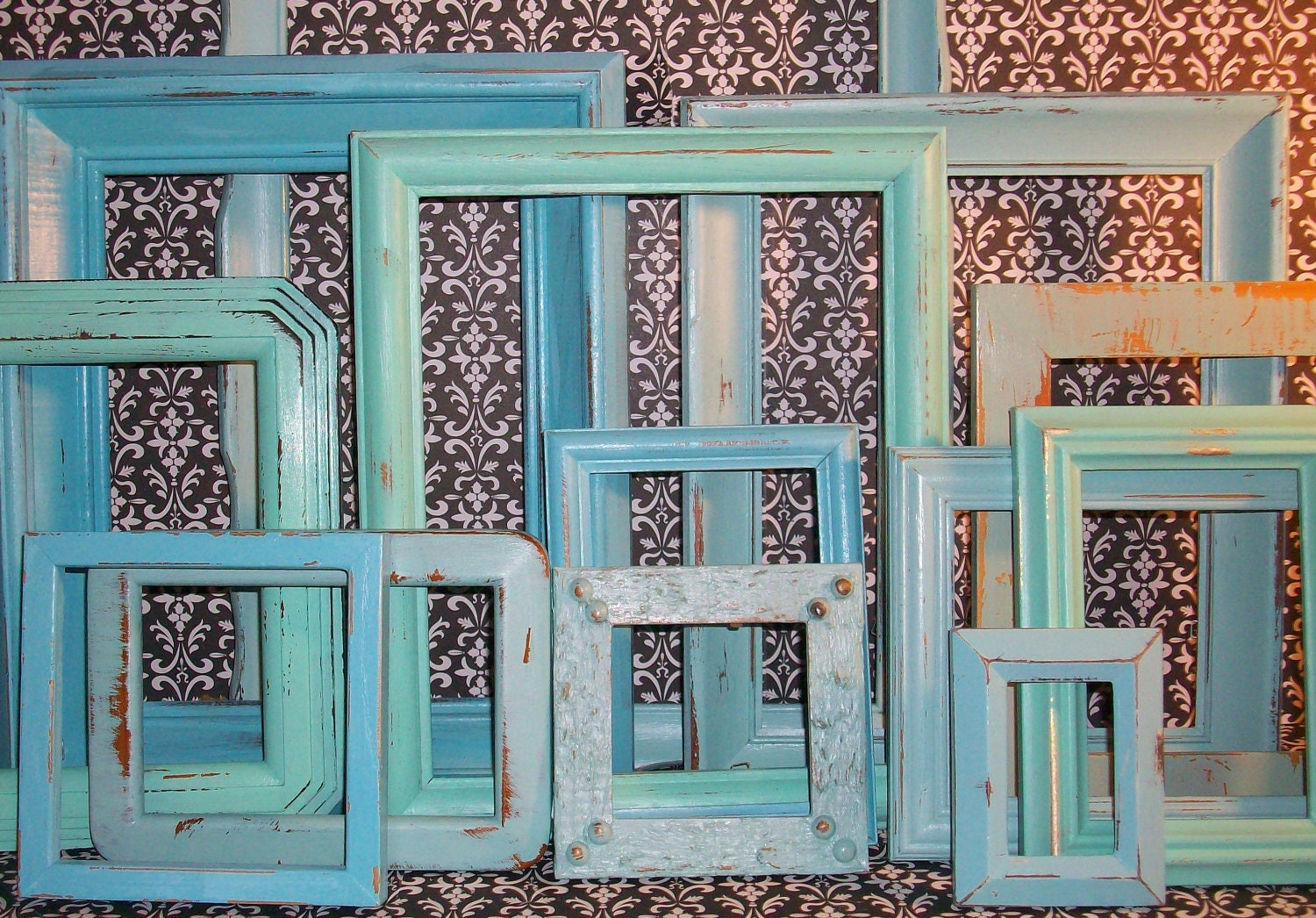 DO NOT BUY 13 Beach Themed Picture Frames in Robin's Egg Blue, Sea Foam Green and Beach Glass