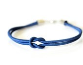 Tiny Square Knot Bracelet - Navy Blue