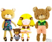 Goldilocks Three Bears Sewing Pattern PDF Stuffed Toy Teddy Doll e book play set