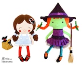 Wizard of Oz Sewing Pattern PDF Play Set e book - Dorothy Doll Toto Dog Softie & Wicked Witch of West  Stuff Toys - Set 1 - DollsAndDaydreams