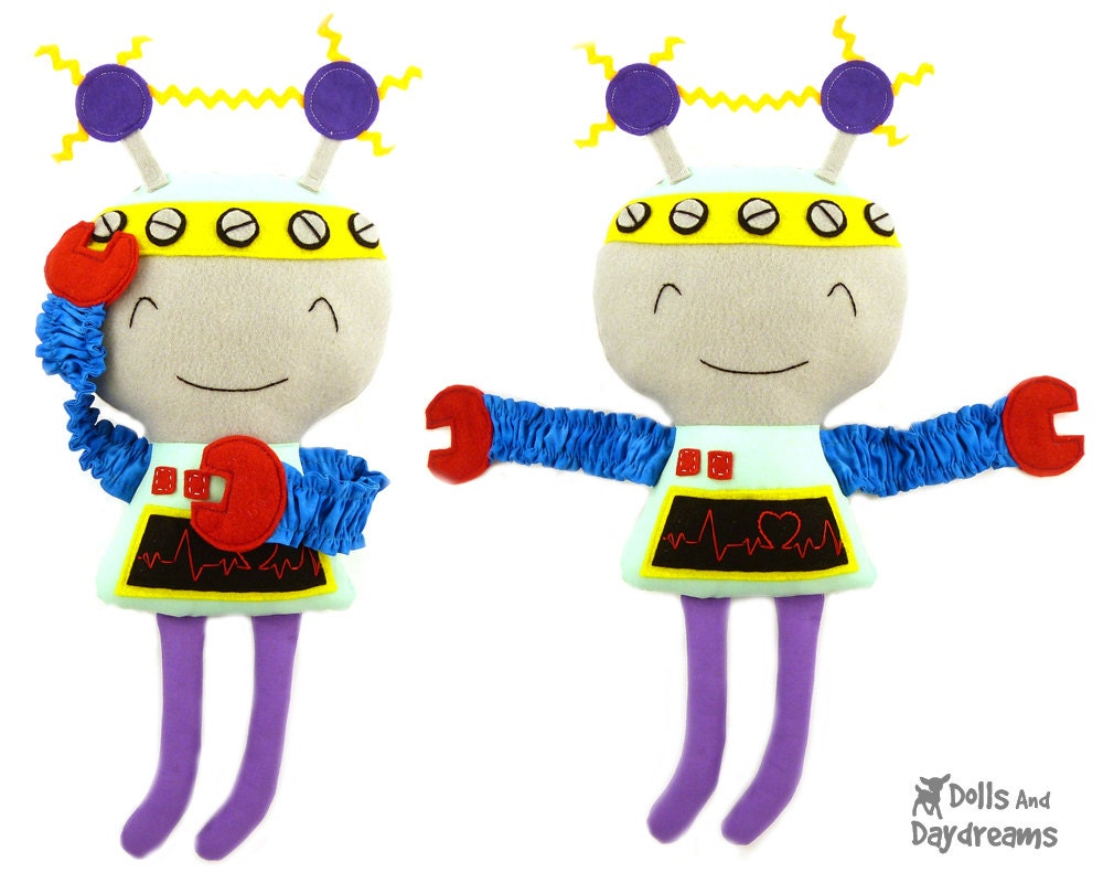 Robot Sewing Pattern PDF Softie Tutorial Tin Man Plushie