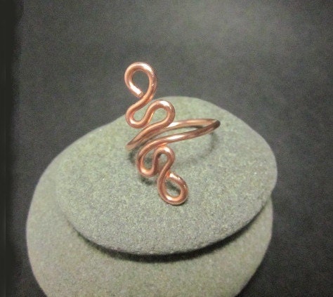 Artisan Handcrafted Copper Squiggle Ring, Size 7
