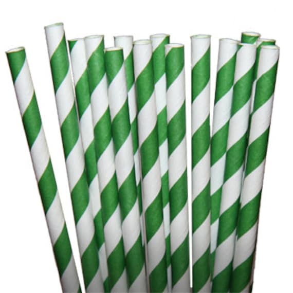Stripe Green Party Paper Straws - Cake Pop Sticks - Pixie Sticks - Qty 25 Il_570xn