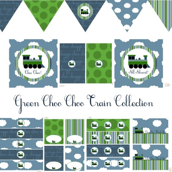 Train Decorations for Birthday Party or Baby Shower - Boys Choo Choo DIY Printable Decor by BeeAndDaisy - Instant Download Il_570xn