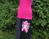Rrecycled Tshirt Dress tank top Small Medium Breast Cancer Pink Black Summer Boho Upcycled Clothing tshirt Gypsy Asymmetrical Handmade Women