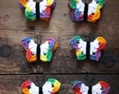 Hand Crocheted Butterfly Pin Brooch Lot of 6 Primary Colors