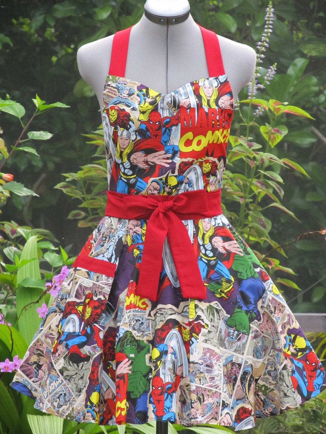 Marvel Comic Action Heros Apron-Vintage-Full of Twirl Flounce-Very Limited-Ready to ship