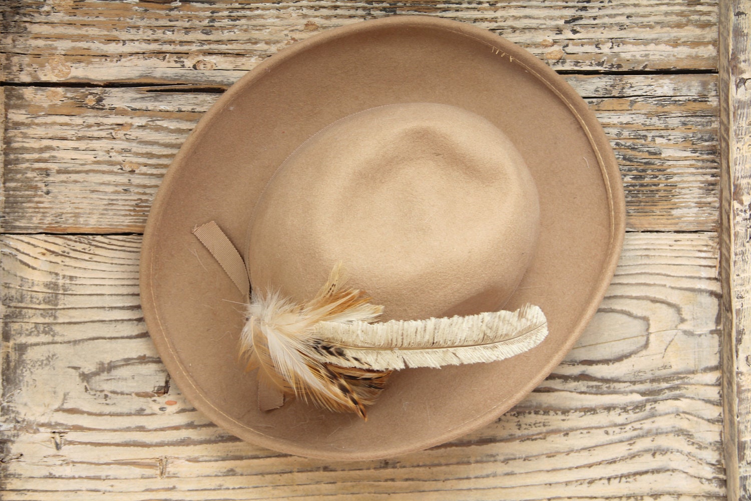 1960s Tan Fedora Hat