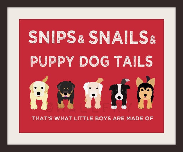 Nursery art print. Boys nursery wall art Puppy dog Thats what little boys are made of Kids wall art baby nursery decor 8x10 print by WallFry