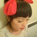 Retro Pin Up Red Bow Fascinator/Headpiece with Veil - 'Minx'