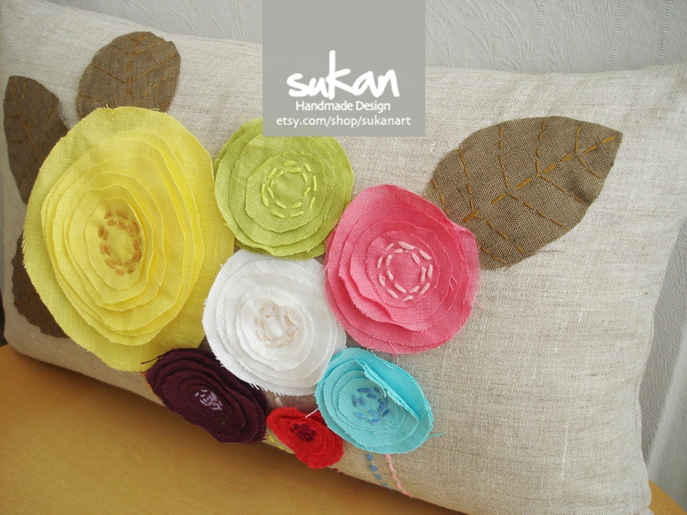 Sukan / ROSE Flowers Pillow Cover - Flowers Linen Pillow cover