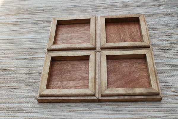 Honey Wine Cork Coasters - DIY set of 4 - on rustic reclaimed maple wood - crafts with corks