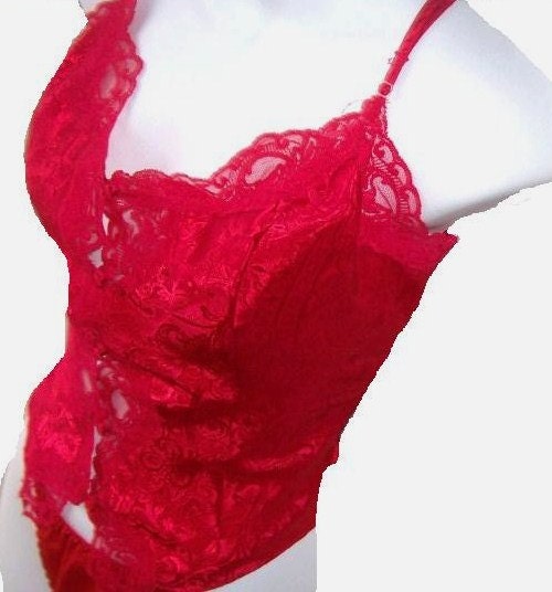 Red Victorias Secret  Camisole COrset Look Lingerie