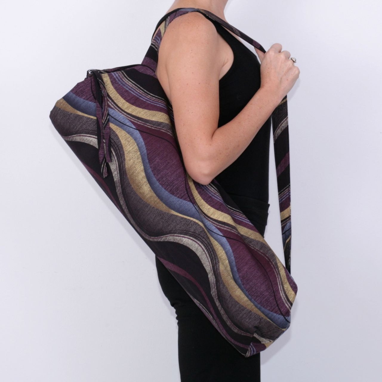 FREE SHIPPING- Yoga Bag in Waves with a Zipper Pocket Inside
