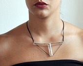Geometric minimalist T necklace 2- triangle- arrow- collar-rubber tube- Ready to ship- under 25