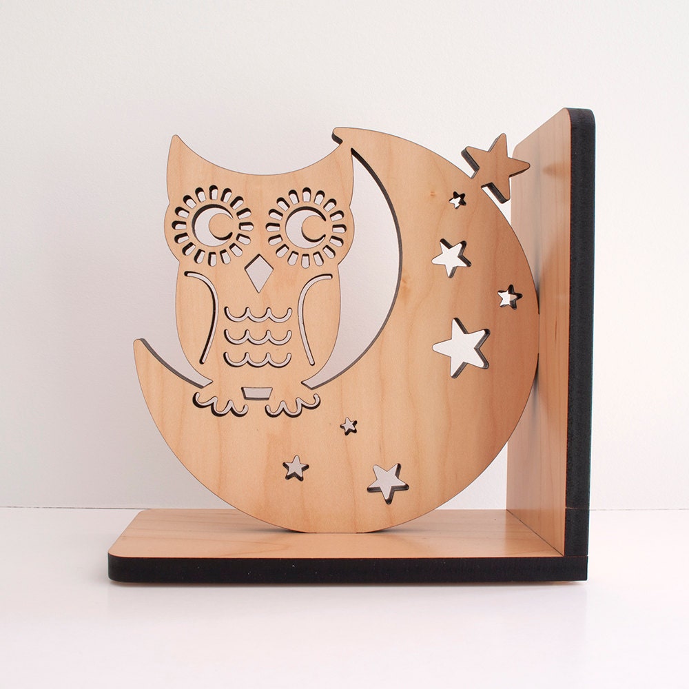 Night Owl Bookend: Wood Modern Baby Nursery Children