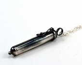 Steampunk Vial Locket, Silver Vial Necklace, Perfume Bottle, Message in a Bottle