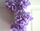 Purple Pom Pom Ornament- Fabric Flowers- Flower Pom Pom Garland- Set of Four Ornaments