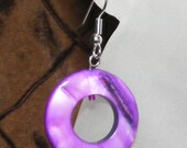 Magenta Dyed Shell Ring Earrings