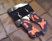Red and Black Cowboy Boot Seed Beaded Woven Earrings