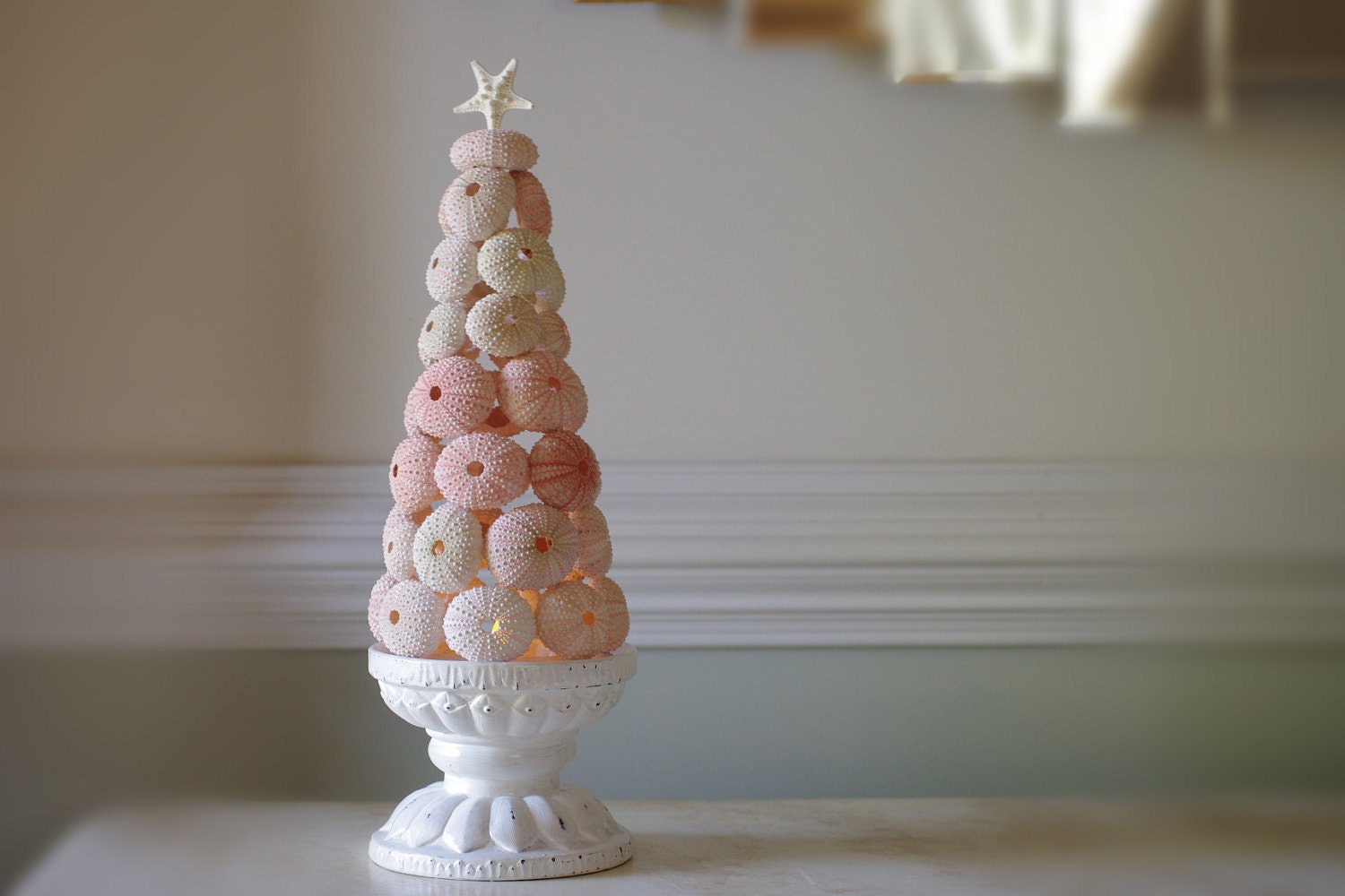 Beach Decor Sea Urchin Tree - 11 in tall