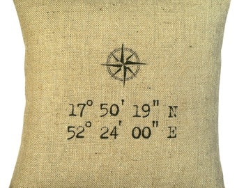Longitude and latitude personalized pillow cover