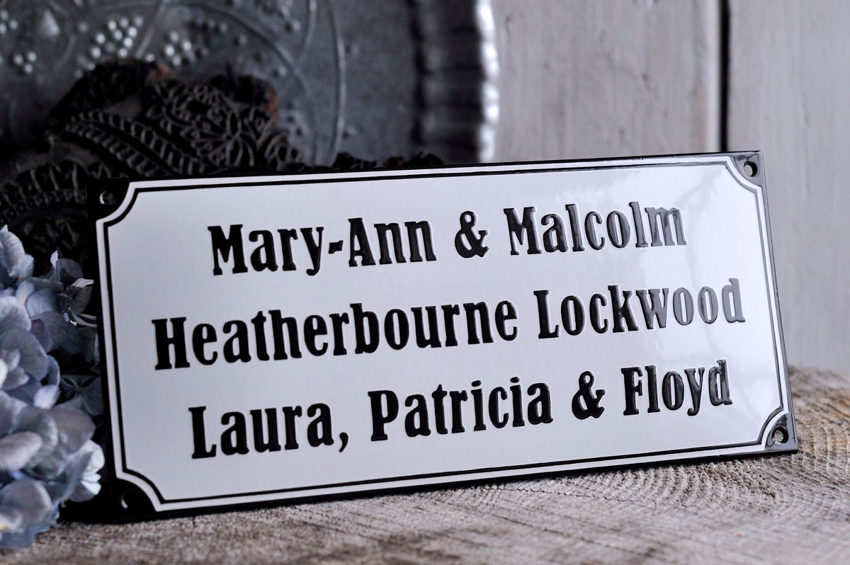 Enamel Name Plate 4.7" x 10.6"