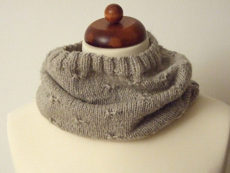 ON SALE knitted cowl alpaca wool chunky natural gray