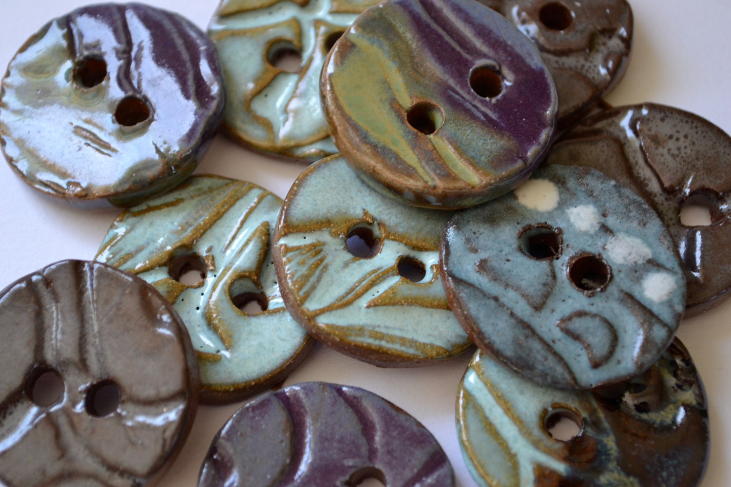 set of ten textured 1 inch buttons