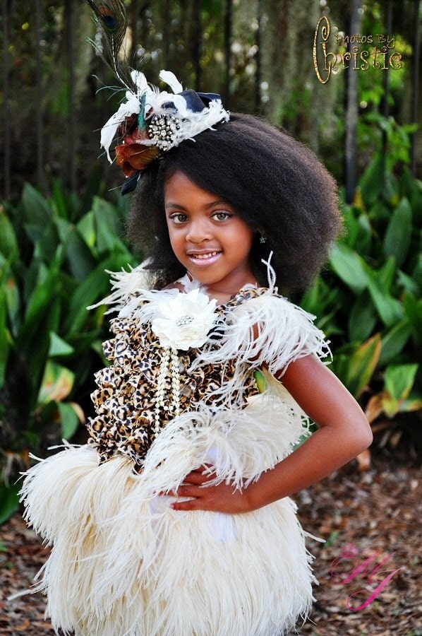 Oh-So-Purrrfect Leopard & Ostrich Feather Dress-