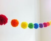 Rainbow Yarn Pom Pom Garland - for Party Decor, Banners, Buntings and Photo Props Il_170x135