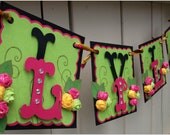 Handmade Banner - Custom made - GO GREEN - Name Banner Happy Birthday Baby Shower Bridal Shower
