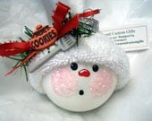 Baking Cookies Snowman Ornament with Spatula Christmas Tree Bulb Hand Painted Glass Personalized