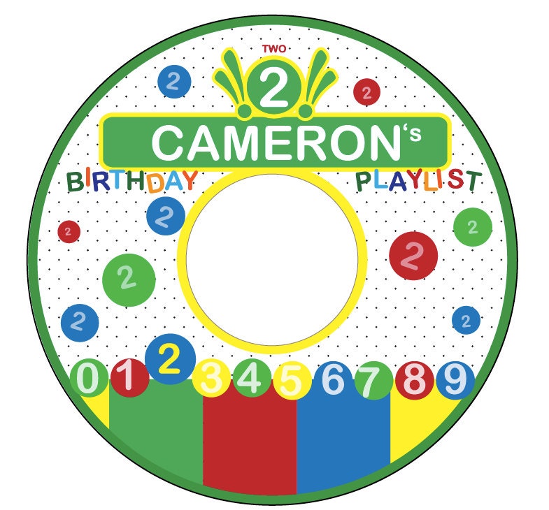 Primary Colors Birthday Party Playlist - Custom CD Label