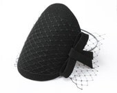 Black Fascinator with Veil and Simple Bow