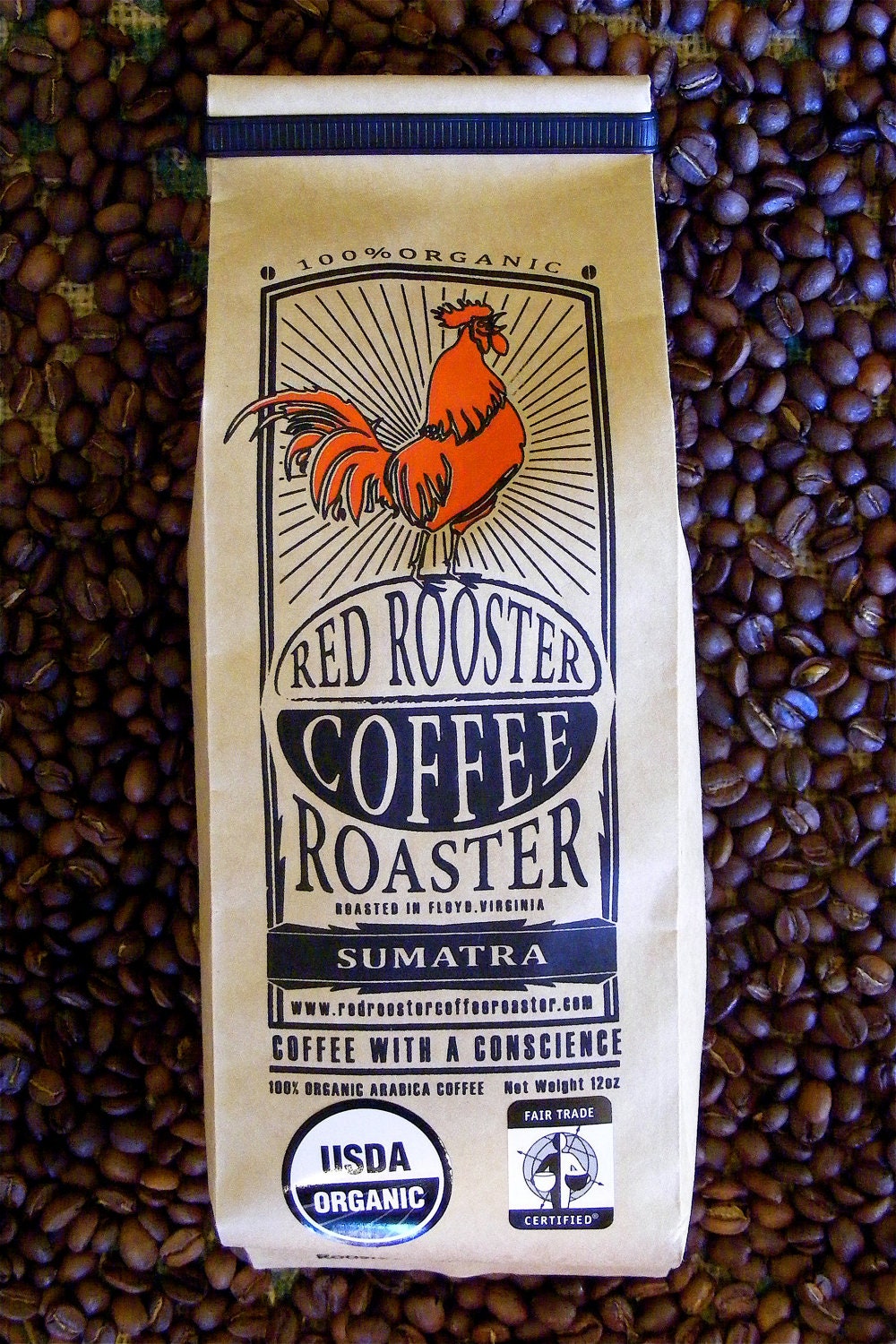 SUMATRA Mandheling - 12oz Fair Trade, Organic Whole Bean Coffee - Dark Roast