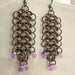 Chain Maille Earrings Euro 4 in 1 Dangle Gunmetal Purple Beads