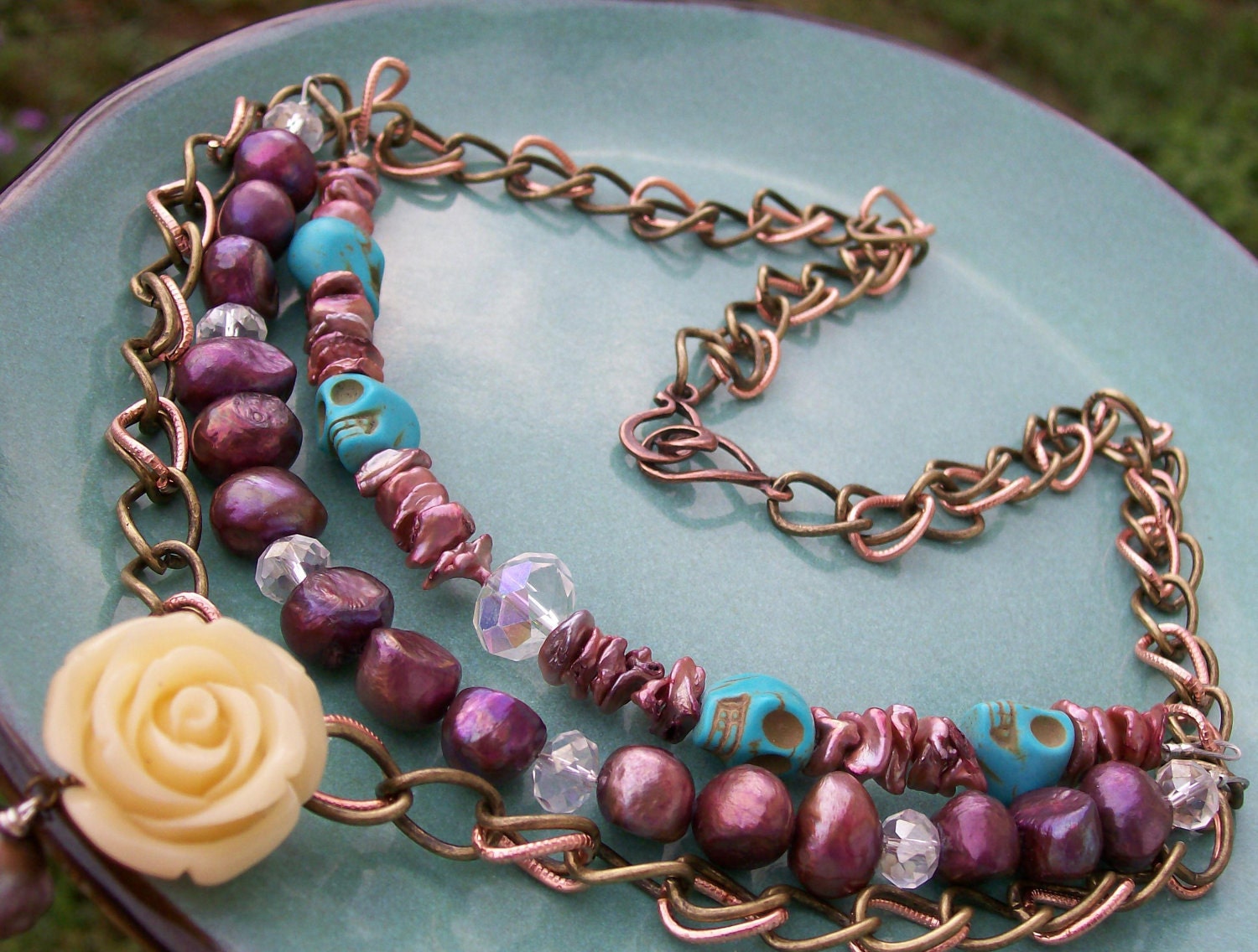 Sugar skull and Pearl Necklace