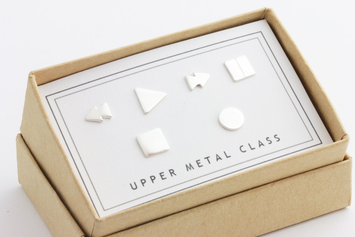 Control Earrings 6 Piece Set in Silver