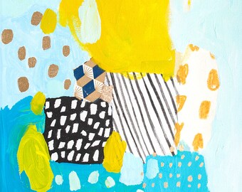 Eternal Optimist, Original Abstract Mixed Media Painting on Stretched Canvas