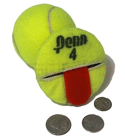 Recycled Tennis Ball Round/Compact Change Holder with Velcro strap