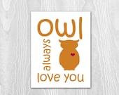 Kids Wall Art - Children's Art Print Poster, 11x14 Print, Orange, Owl, Bird, Feather, Woodland, Owl Always Love You