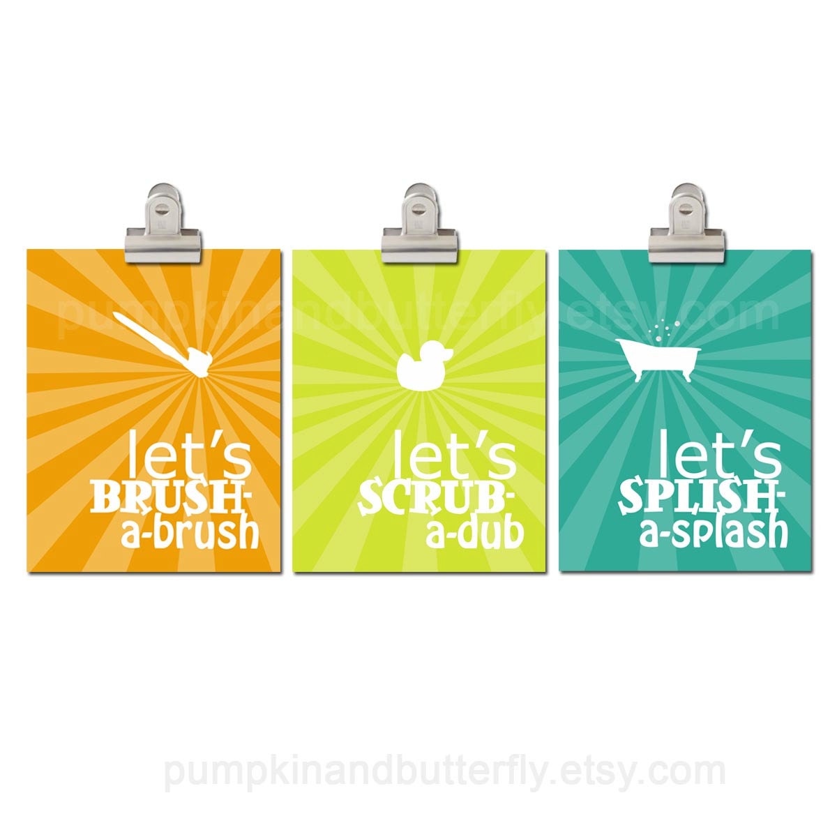 Kids Bathroom Wall Art Print Set, Childrens Print, 3 (8x10) prints, Bathroom Decor, Childrens Bathroom Art