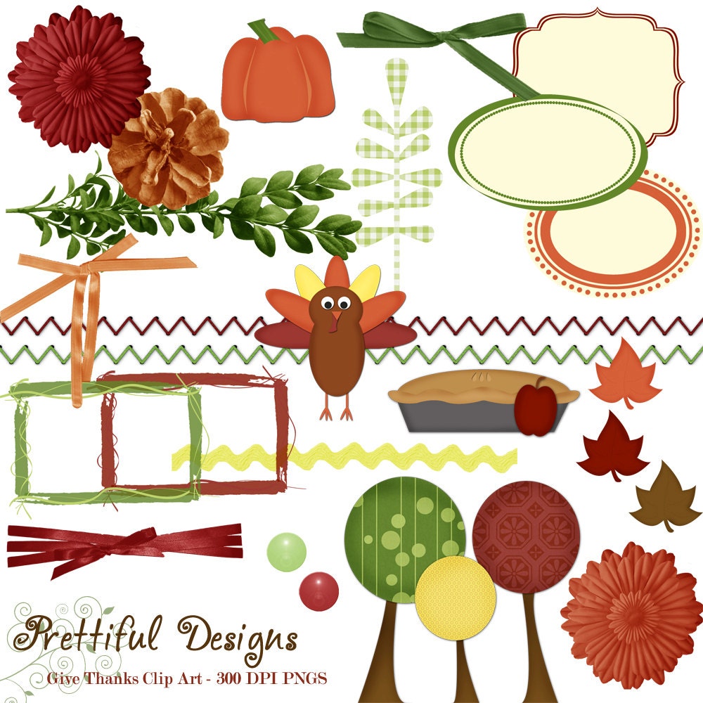 50% Off Sale Thanksgiving Clip Art for Scrapbooking and Card Making - Give Thanks (397) Il_570xn
