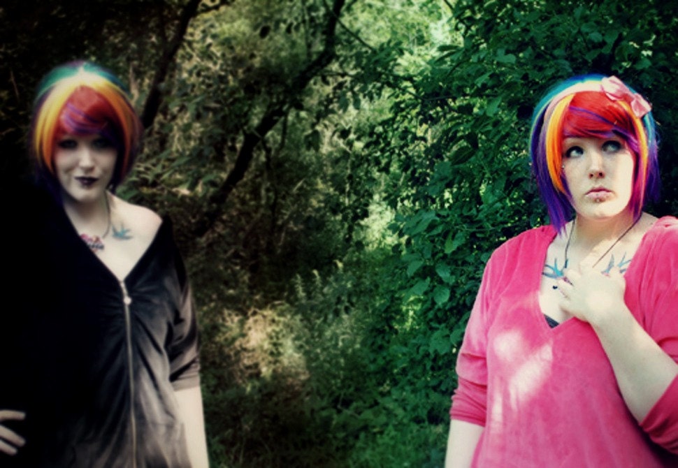 SALE - RAINBOW MAGIC wig // Red Purple Blue Yellow Pink Orange -- Scene Punk Hair